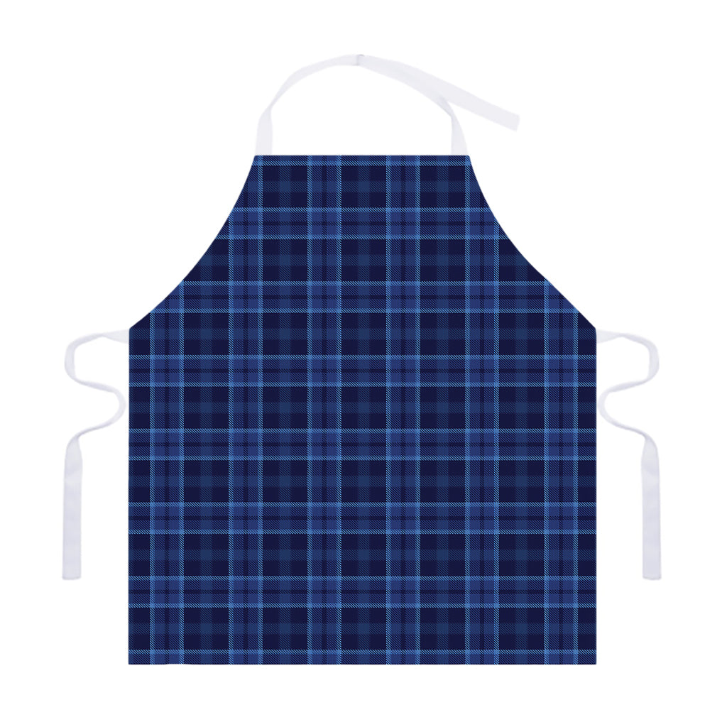 Blue Tartan Pattern Print Adjustable Apron