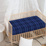 Blue Tartan Pattern Print Baby Crib Sheet