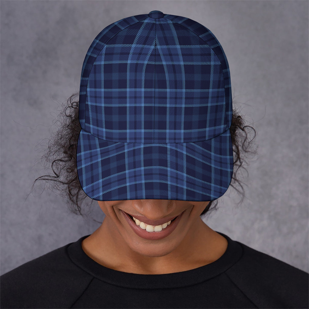 Blue Tartan Pattern Print Baseball Cap