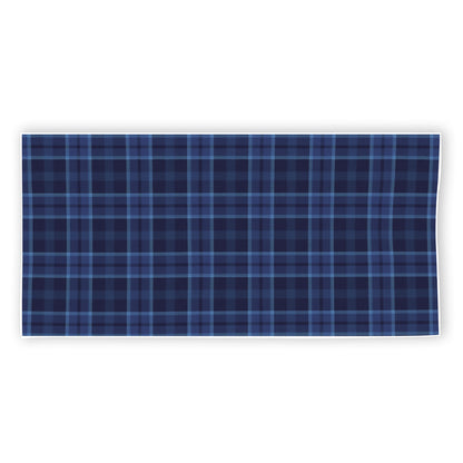 Blue Tartan Pattern Print Beach Towel