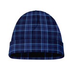 Blue Tartan Pattern Print Beanie