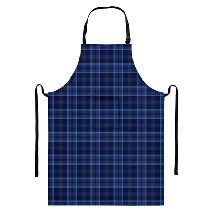Blue Tartan Pattern Print Bib Apron With Pocket