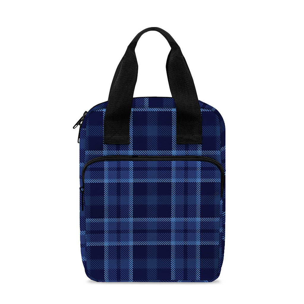 Blue Tartan Pattern Print Bible Tote Bag