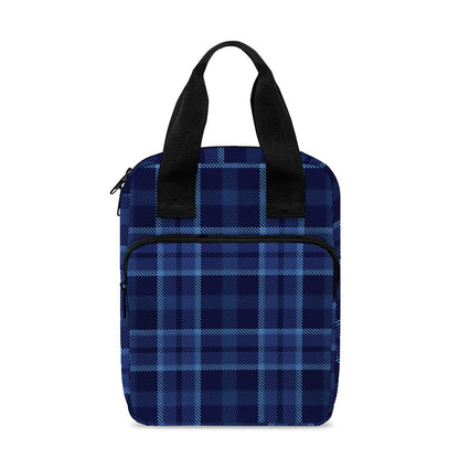 Blue Tartan Pattern Print Bible Tote Bag