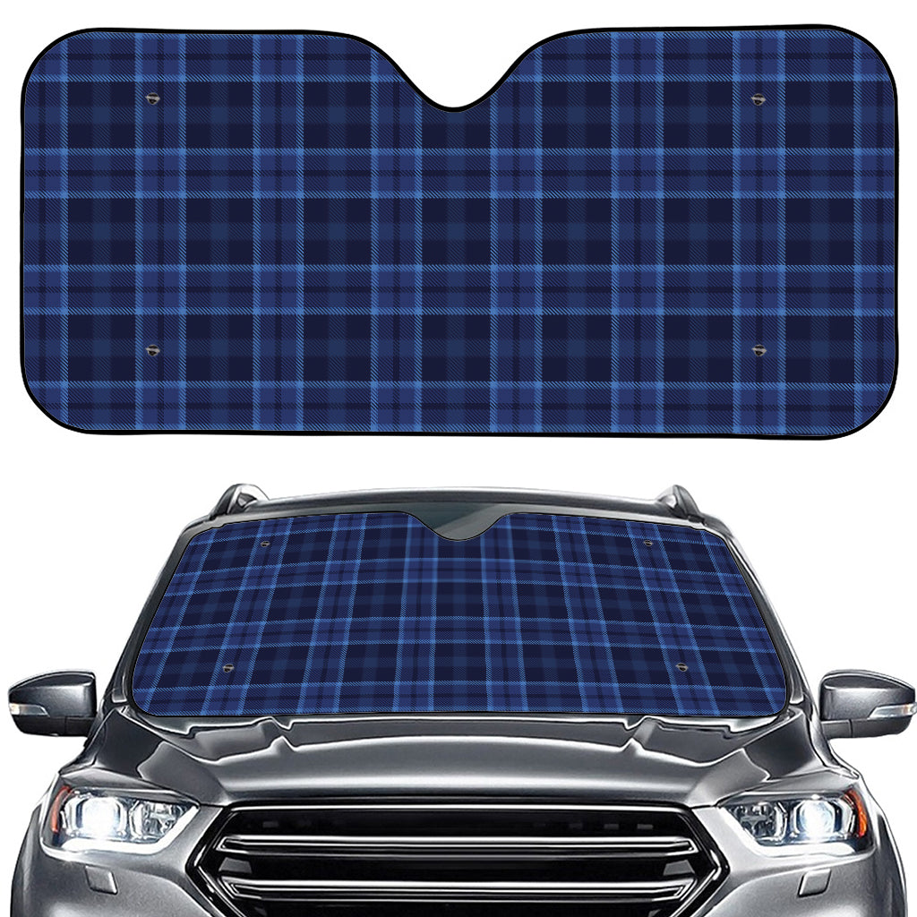 Blue Tartan Pattern Print Car Windshield Sun Shade