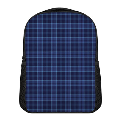 Blue Tartan Pattern Print Casual Backpack