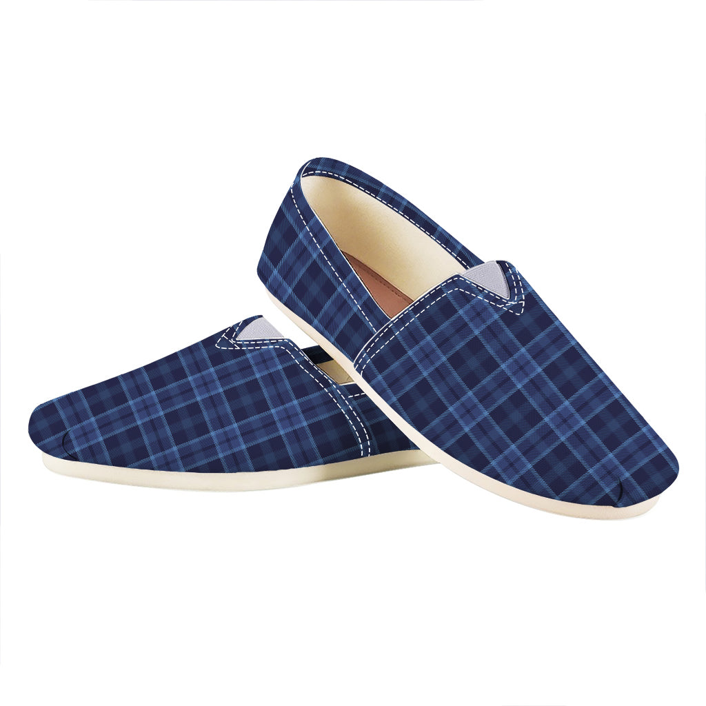 Blue Tartan Pattern Print Casual Shoes