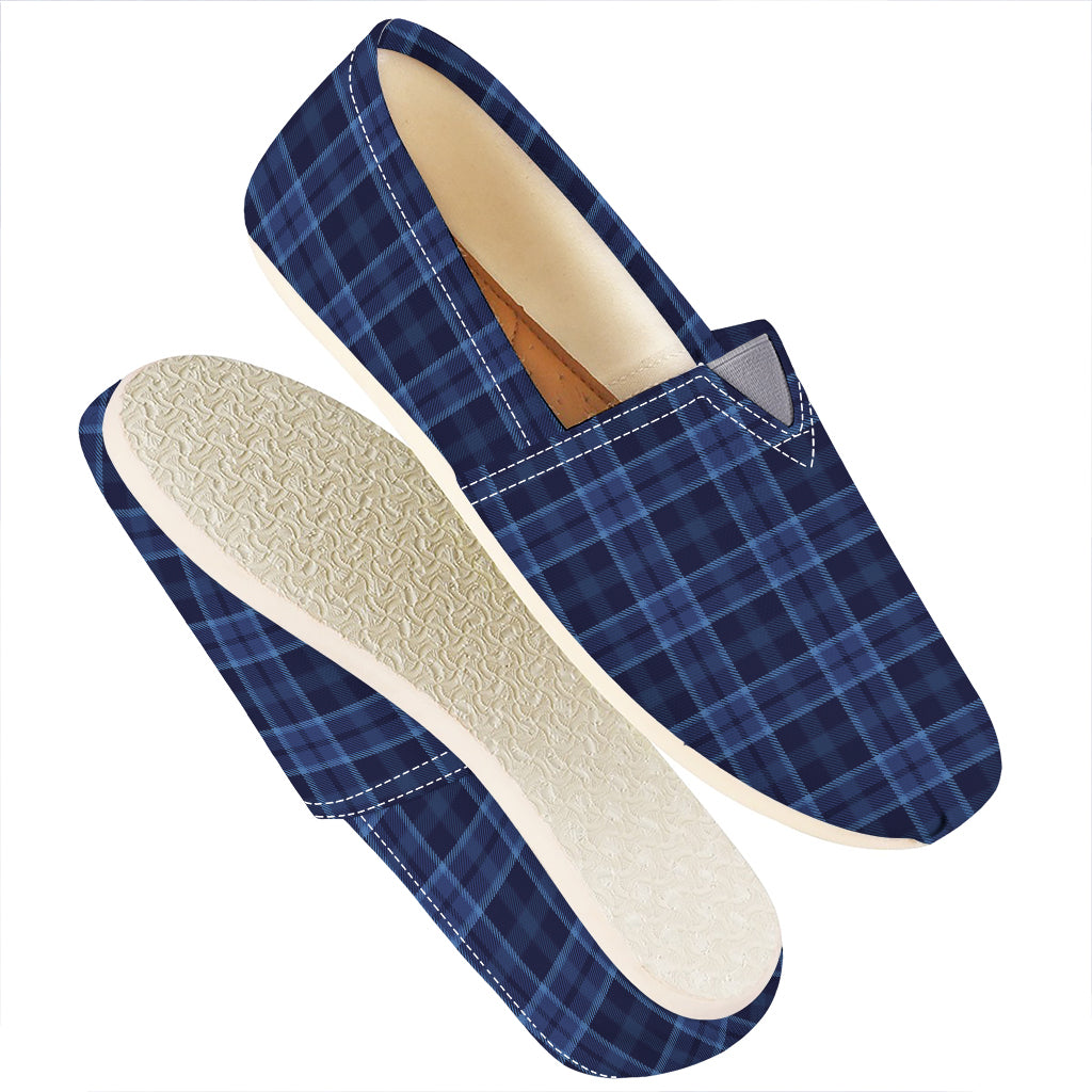 Blue Tartan Pattern Print Casual Shoes