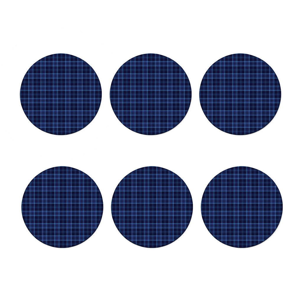 Blue Tartan Pattern Print Coaster Set
