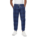 Blue Tartan Pattern Print Cotton Pants