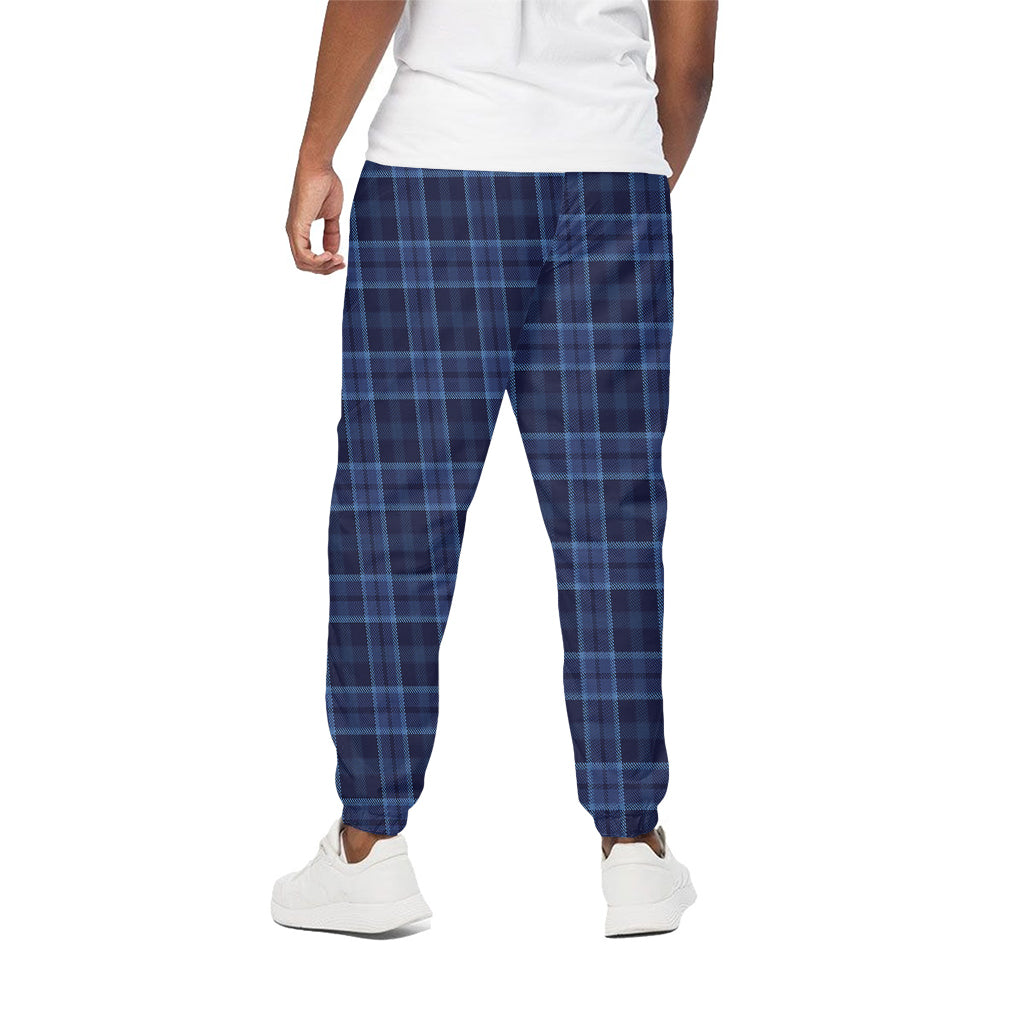Blue Tartan Pattern Print Cotton Pants