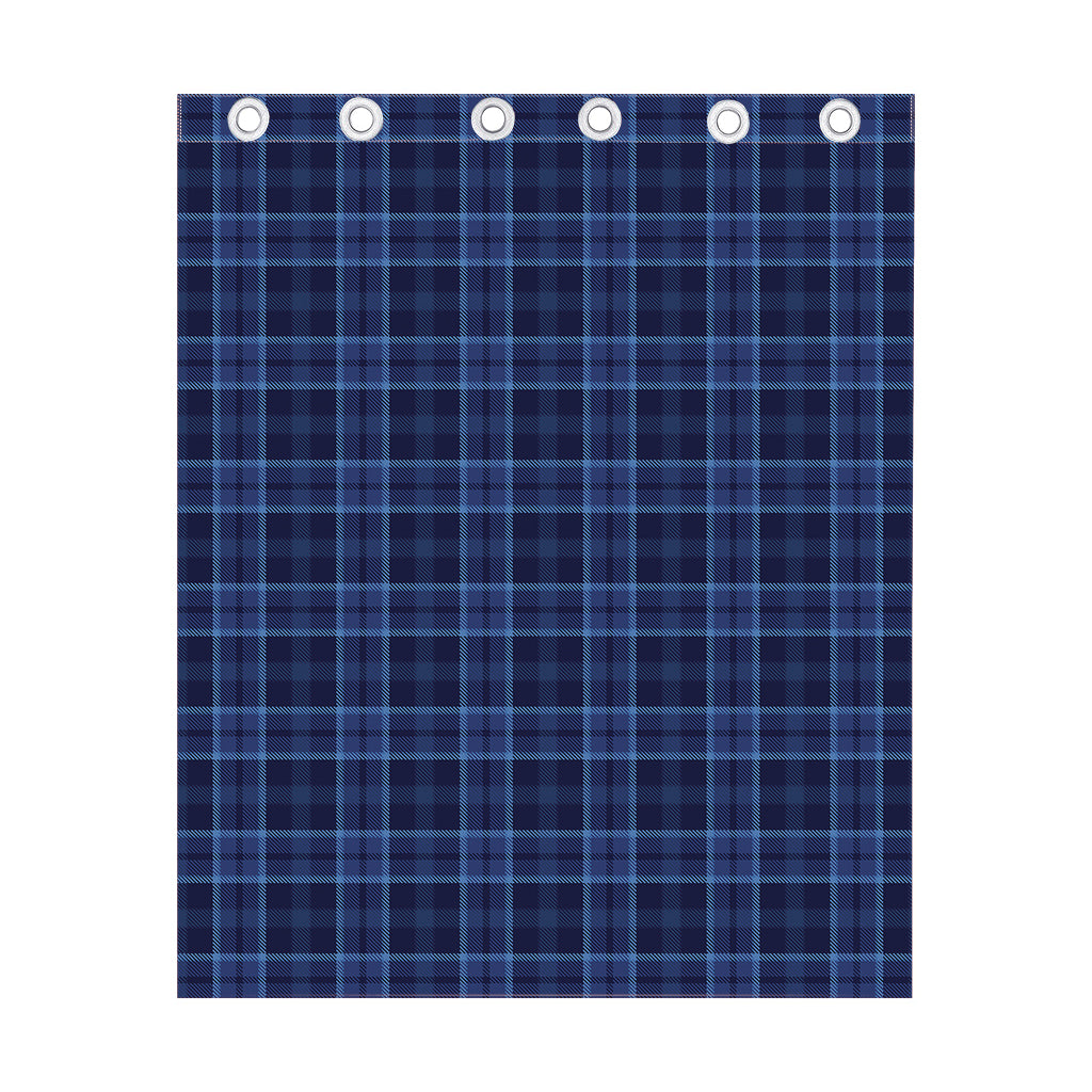 Blue Tartan Pattern Print Curtain