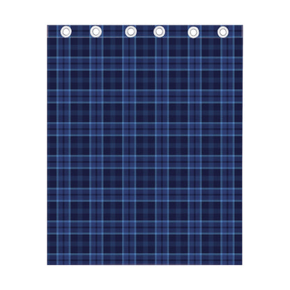 Blue Tartan Pattern Print Curtain