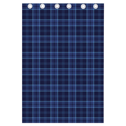Blue Tartan Pattern Print Curtain