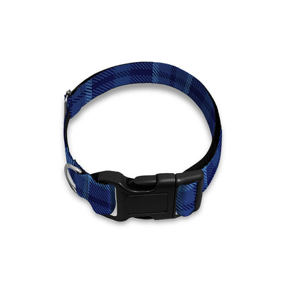 Blue Tartan Pattern Print Dog Collar