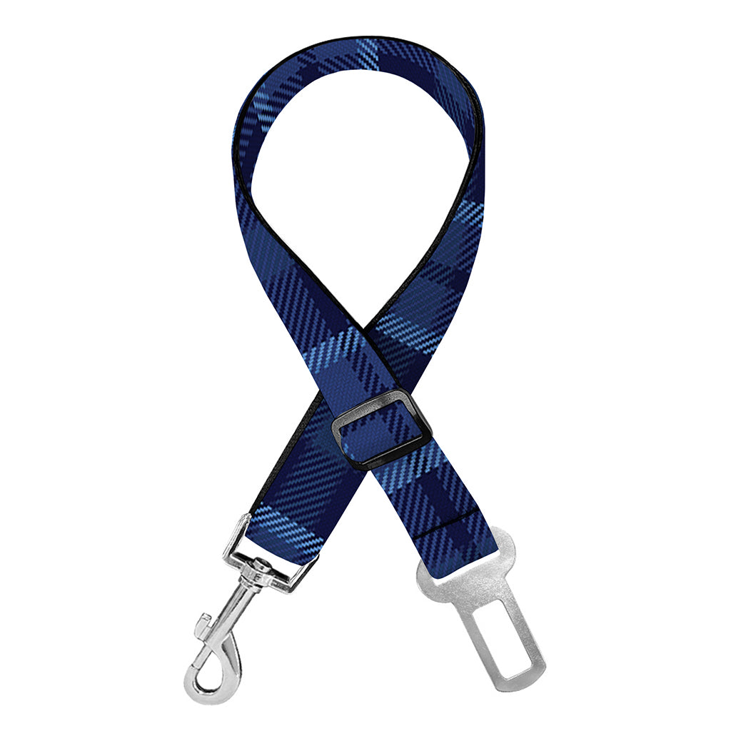 Blue Tartan Pattern Print Dog Seat Belt