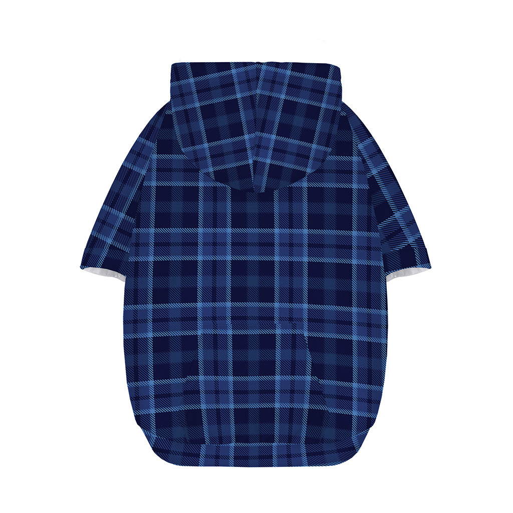 Blue Tartan Pattern Print Dog Zip Up Hoodie