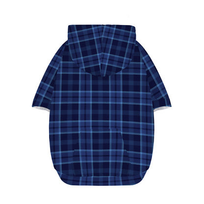 Blue Tartan Pattern Print Dog Zip Up Hoodie