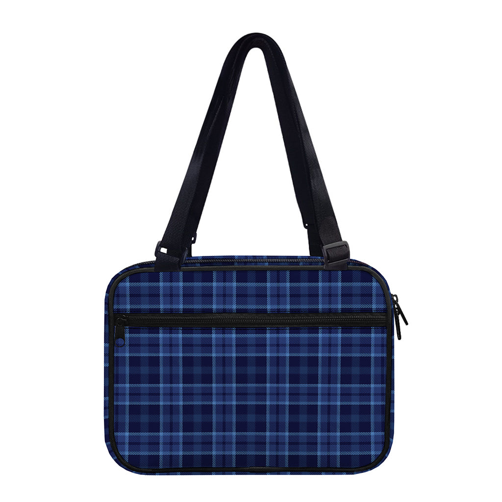 Blue Tartan Pattern Print Double Strap Bible Bag