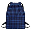 Blue Tartan Pattern Print Drawstring Backpack