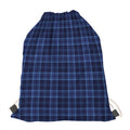 Blue Tartan Pattern Print Drawstring Bag