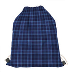 Blue Tartan Pattern Print Drawstring Bag