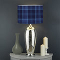Blue Tartan Pattern Print Drum Lamp Shade