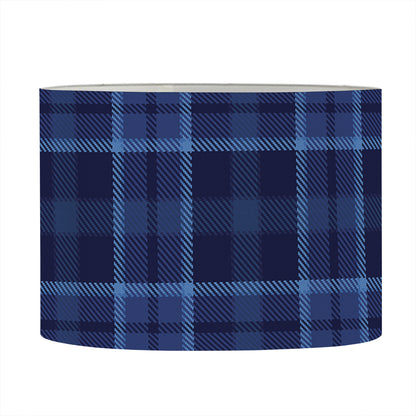 Blue Tartan Pattern Print Drum Lamp Shade