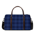 Blue Tartan Pattern Print Duffle Bag