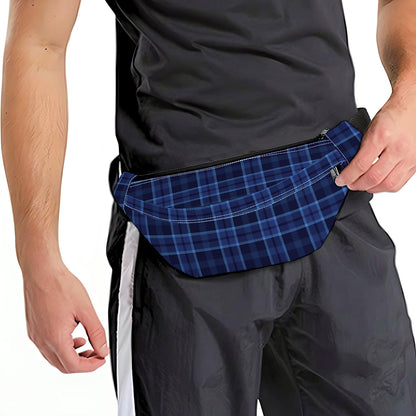 Blue Tartan Pattern Print Fanny Pack