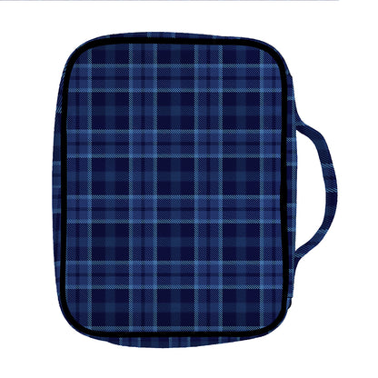 Blue Tartan Pattern Print Front Pocket Bible Bag