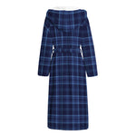 Blue Tartan Pattern Print Hooded Bathrobe