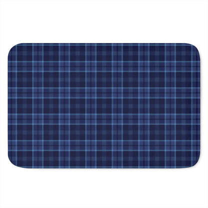 Blue Tartan Pattern Print Indoor Door Mat
