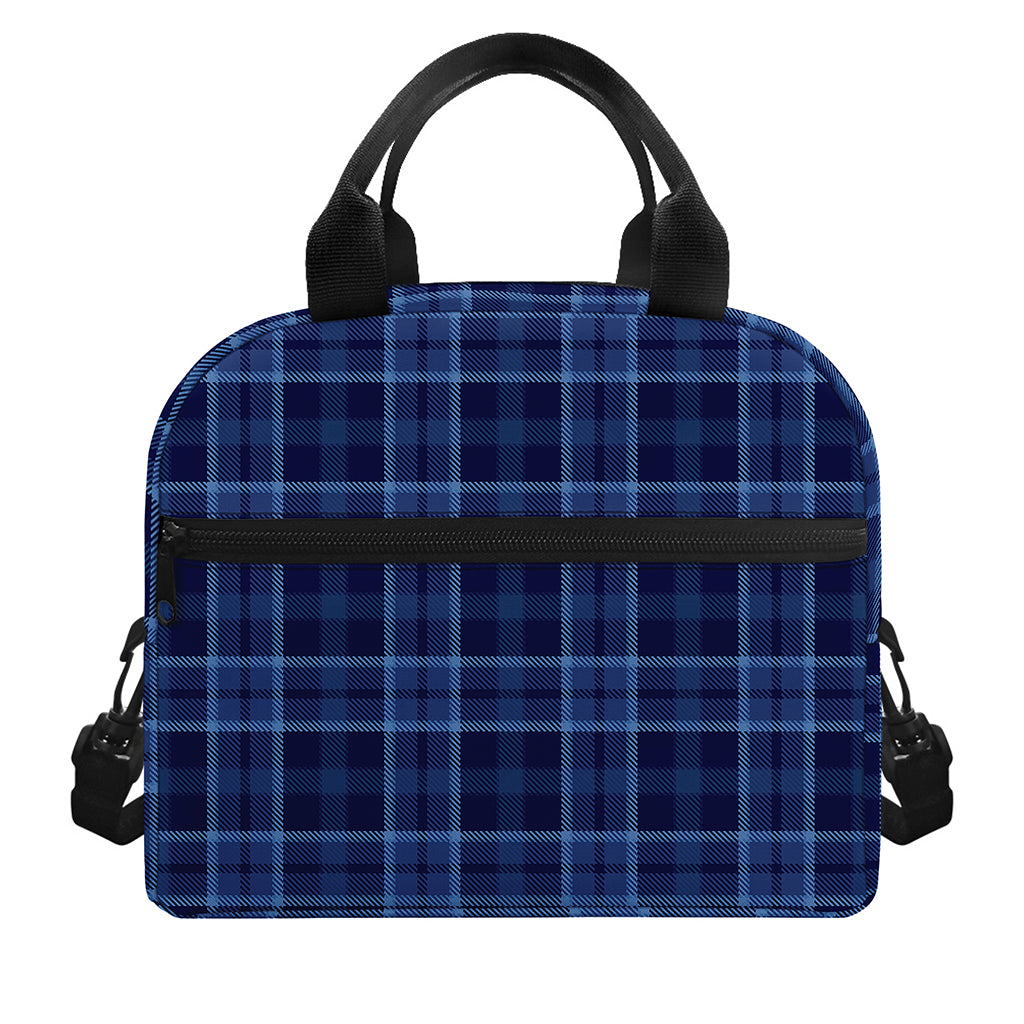 Blue Tartan Pattern Print Insulated Lunch Bag