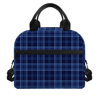 Blue Tartan Pattern Print Insulated Lunch Bag