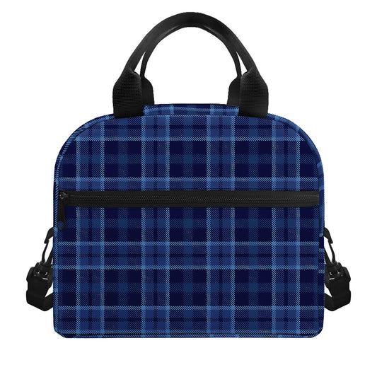 Blue Tartan Pattern Print Insulated Lunch Bag