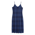 Blue Tartan Pattern Print Jersey Midi Cami Dress