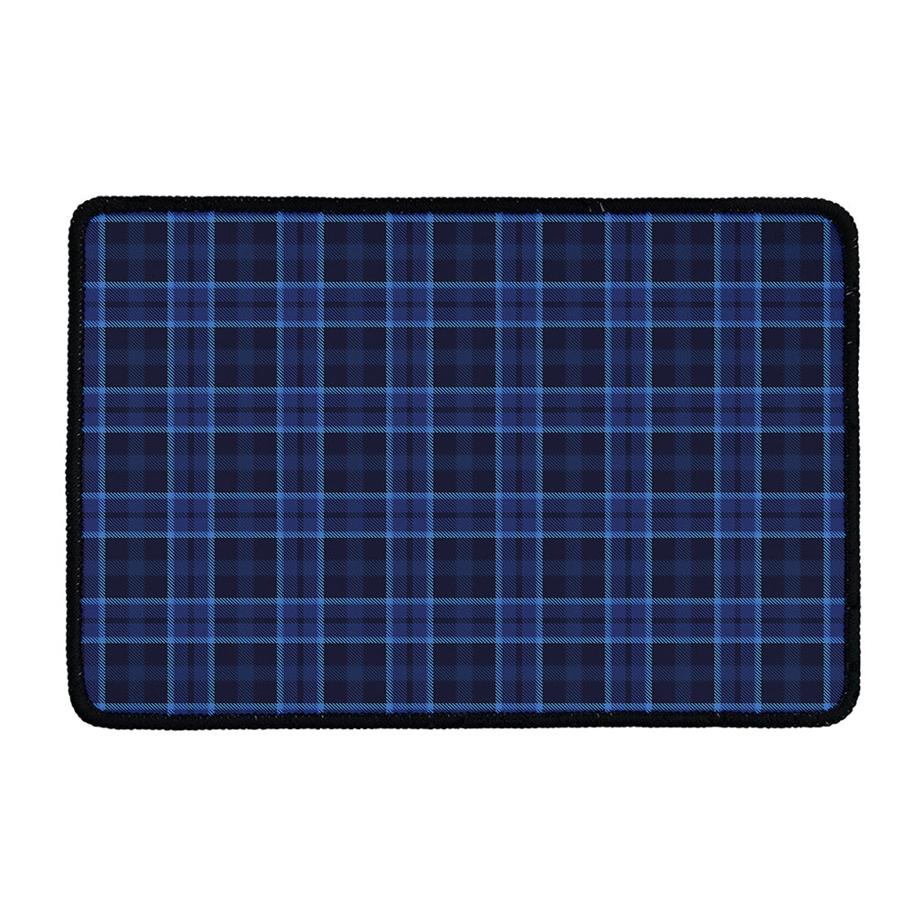 Blue Tartan Pattern Print Kitchen Mat