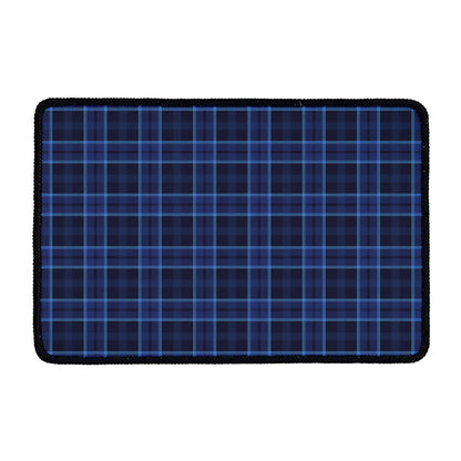 Blue Tartan Pattern Print Kitchen Mat