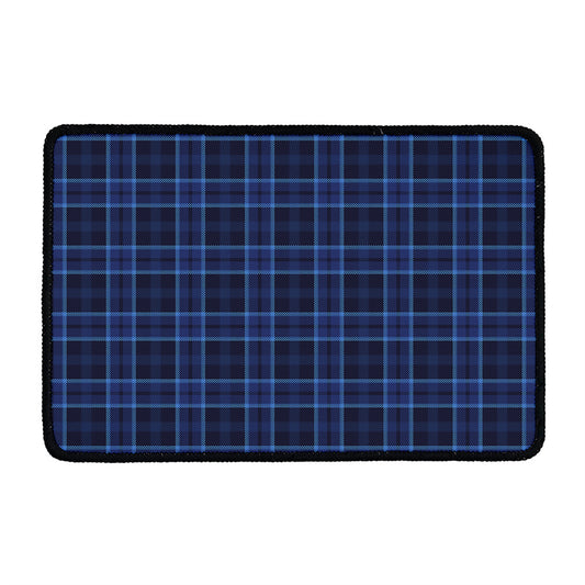 Blue Tartan Pattern Print Kitchen Mat