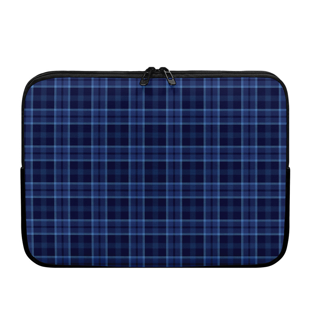 Blue Tartan Pattern Print Laptop Sleeve