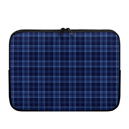Blue Tartan Pattern Print Laptop Sleeve