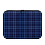 Blue Tartan Pattern Print Laptop Sleeve