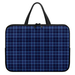 Blue Tartan Pattern Print Laptop Sleeve With Handle