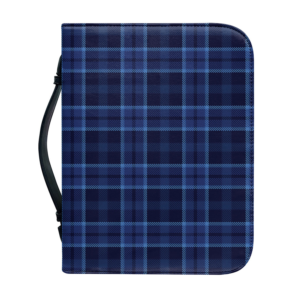 Blue Tartan Pattern Print Leather Bible Cover