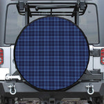 Blue Tartan Pattern Print Leather Spare Tire Cover