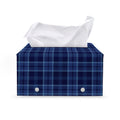 Blue Tartan Pattern Print Leather Tissue Box Cover