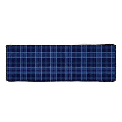 Blue Tartan Pattern Print Long Kitchen Mat