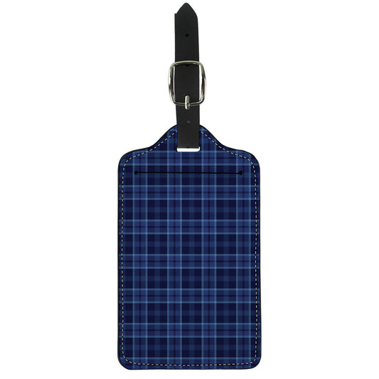 Blue Tartan Pattern Print Luggage Tag