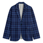 Blue Tartan Pattern Print Men's Blazer